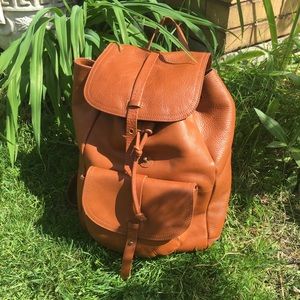Madewell Large Tan Leather Transport Backpack EUC